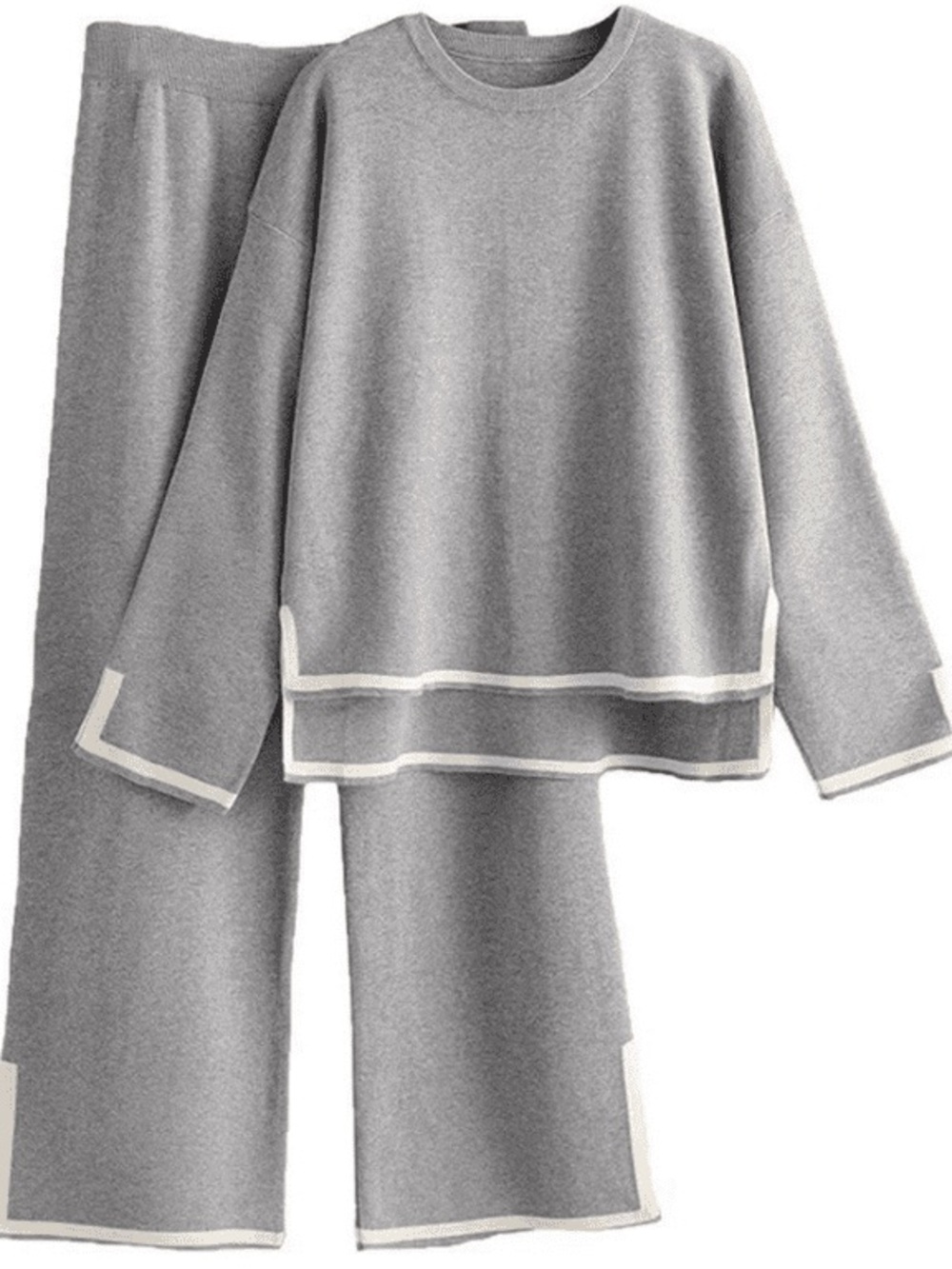 Kids Grey Two-Piece  Set with Contrast Trim